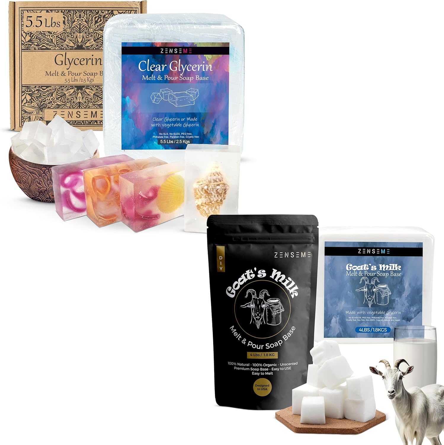ZenseMe 9.5 LB Glycerine & Goat’s Milk Soap Base Kit