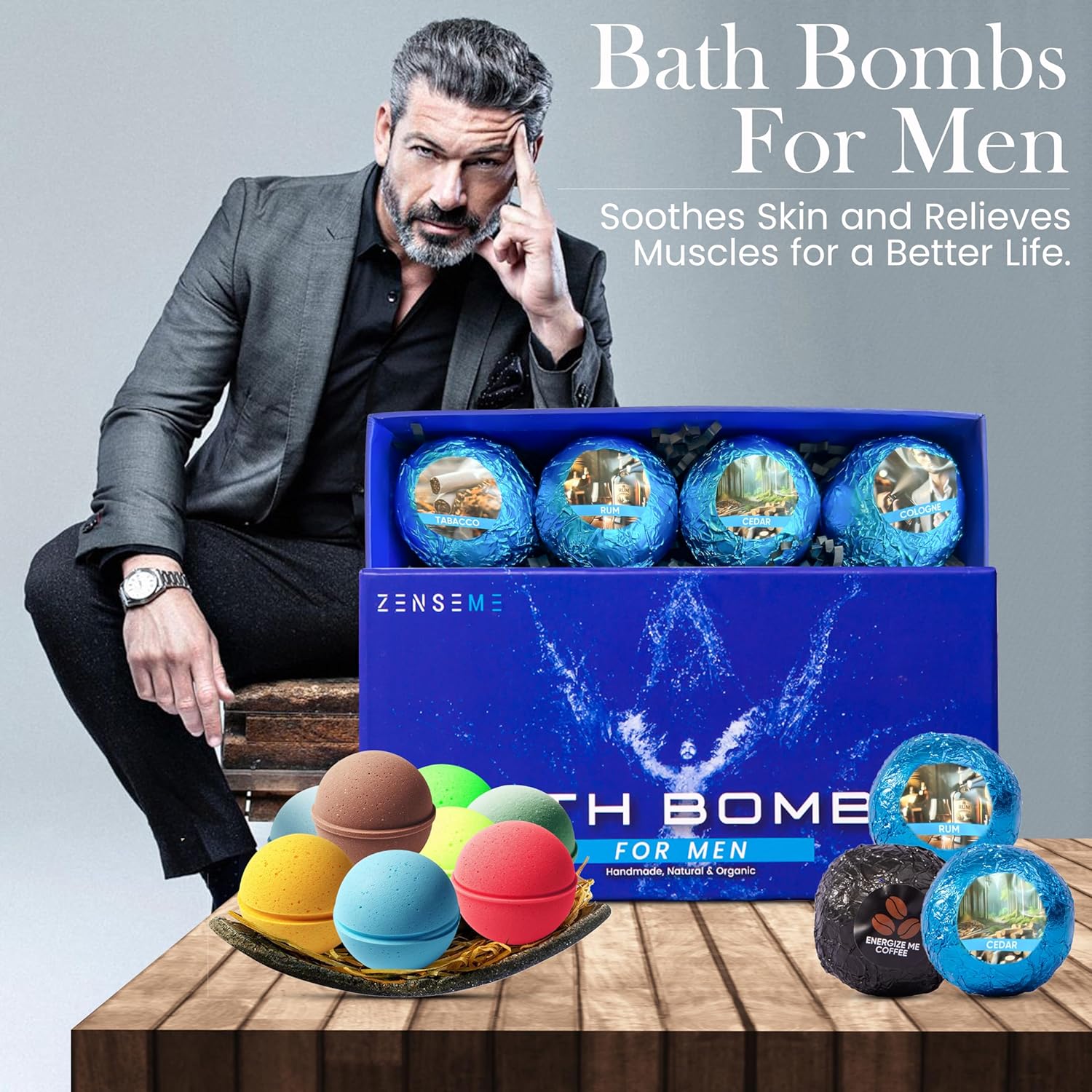 ZenseMe Bundle of 14 Bath Bombs for Men and Kids