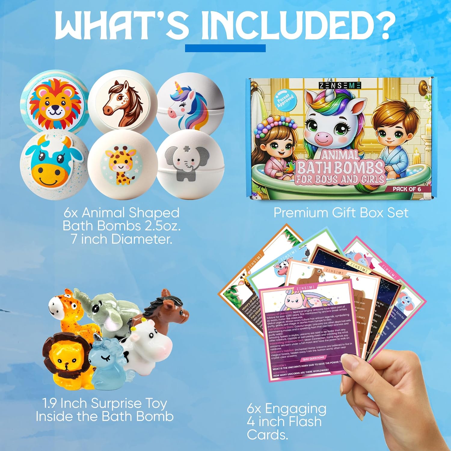 Zenseme Kids Bath Bombs – 12 Scented Organic Bath Bombs with Toys