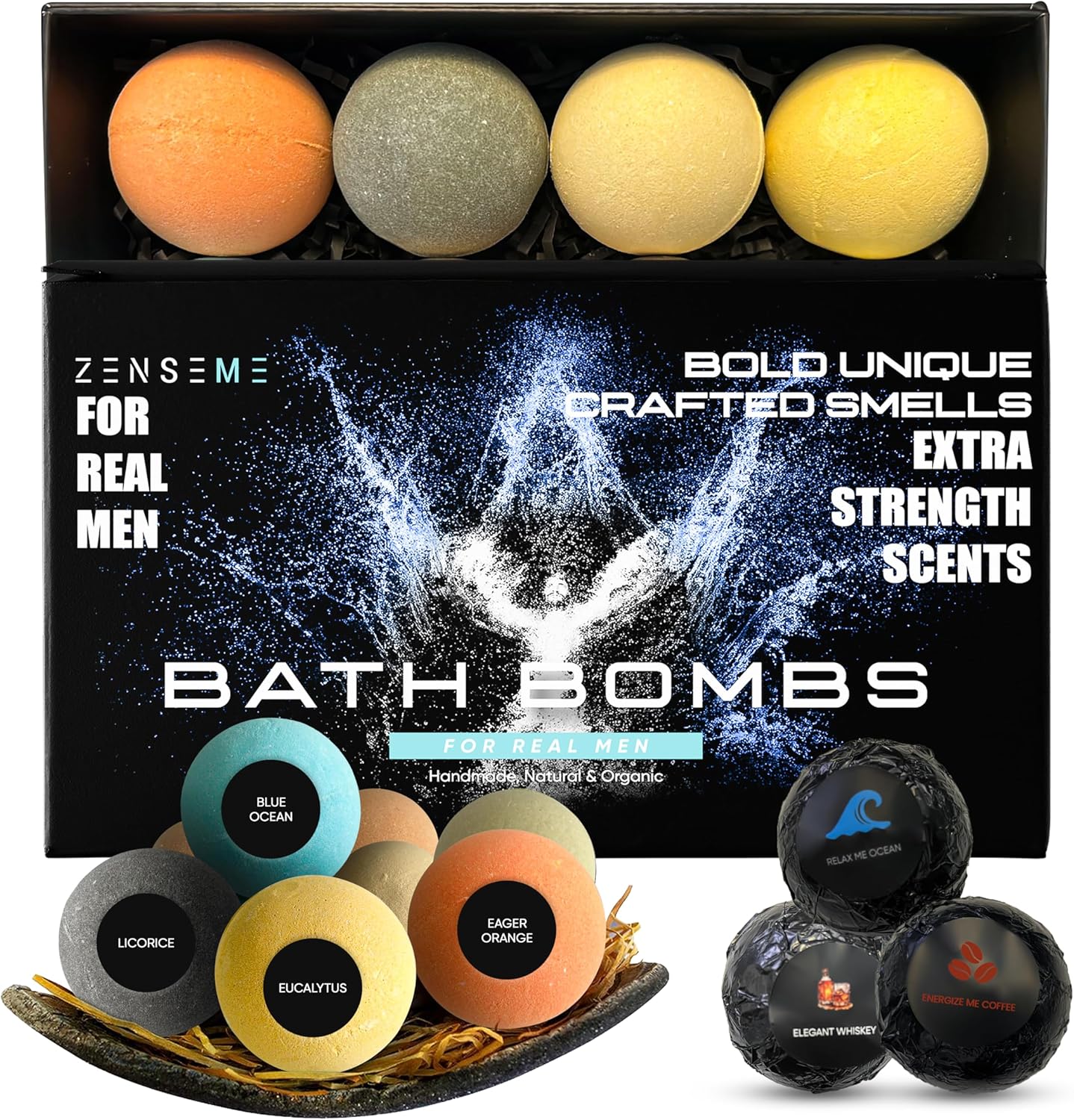 Bundle of 26 Scented Organic Bath Bombs for Men – By ZenseMe