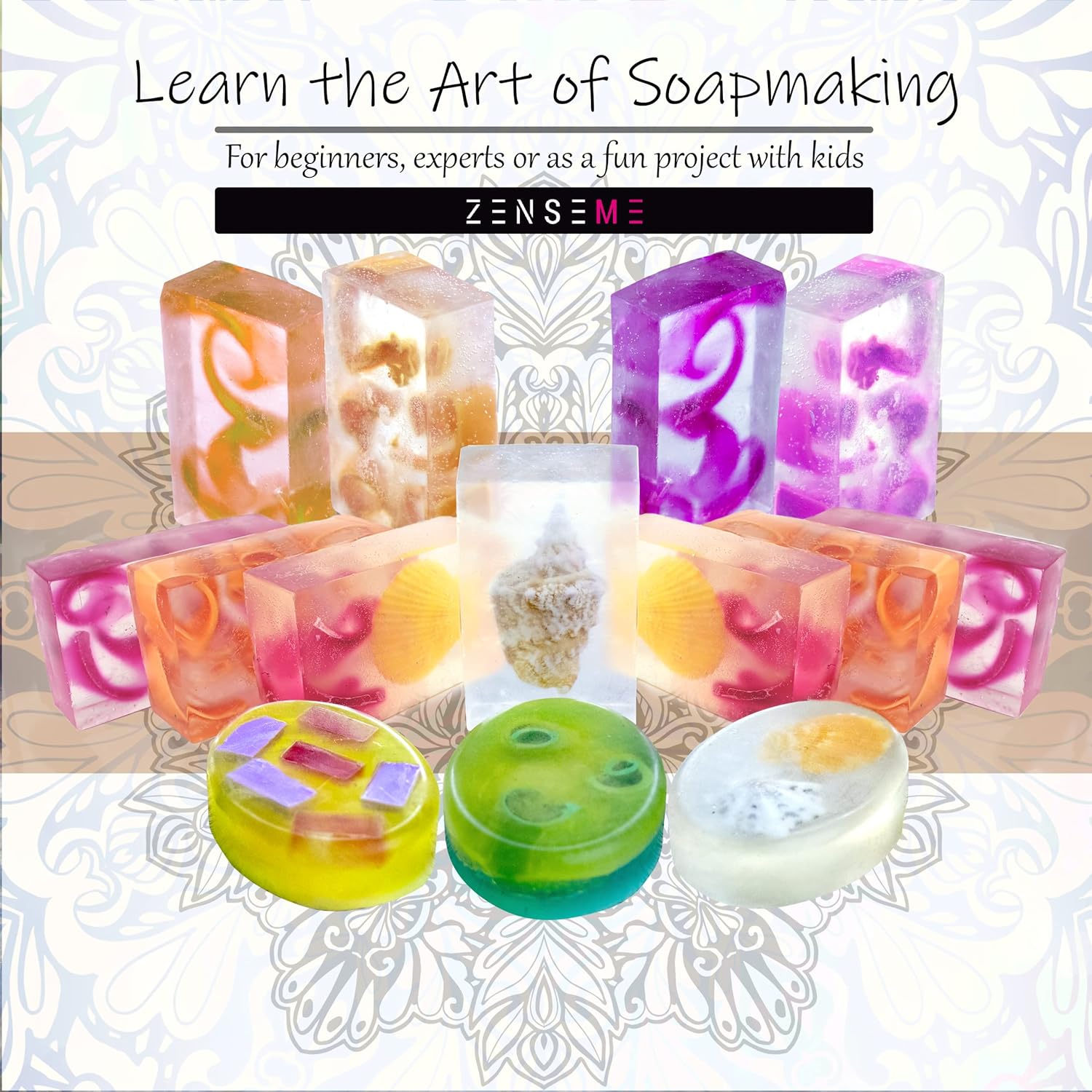 Colorful soap bars with a ZENSEME ]