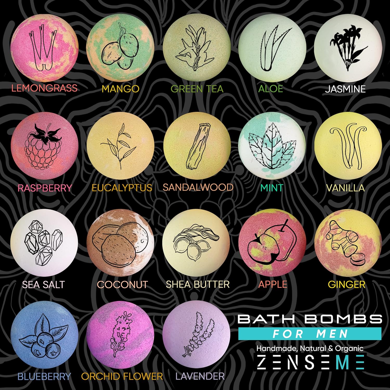 Bath Bombs for Men – 26 Scented Organic Handmade Bath Bombs