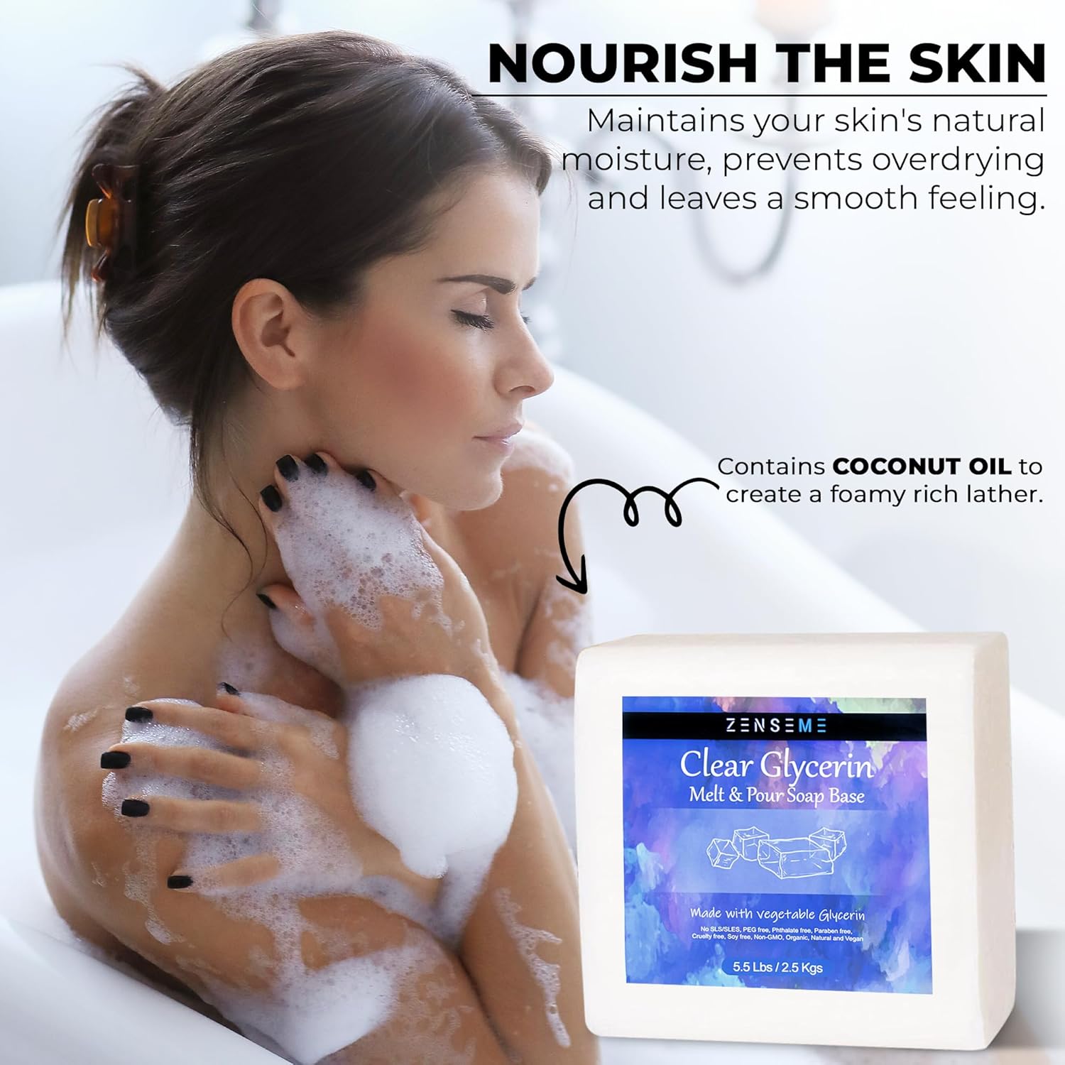ZenseMe soap base for soap making  Glycerin. melt-and-pour base ideal for DIY and sensitive skin