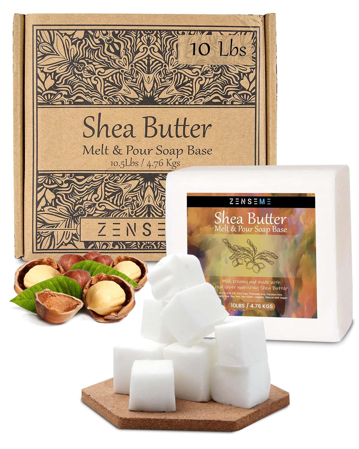 ZenseMe 20 lbs Soap Base Duo: 10 lbs Shea Butter & 10 lbs Goat’s Milk, Unscented, 100% Natural